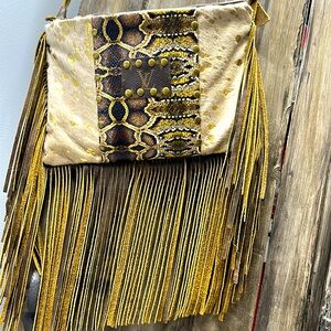 Cross body leather and hair on leather  LV recycled purse